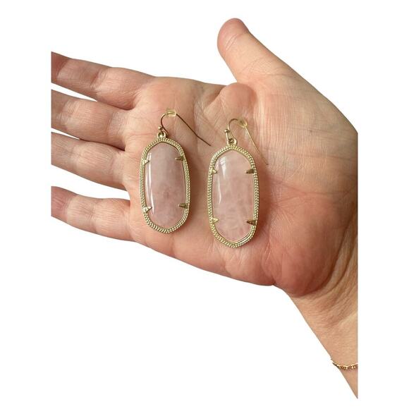 Kendra Scott Women's  Elle Rose Quartz Gold Drop Earrings - Picture 3 of 4